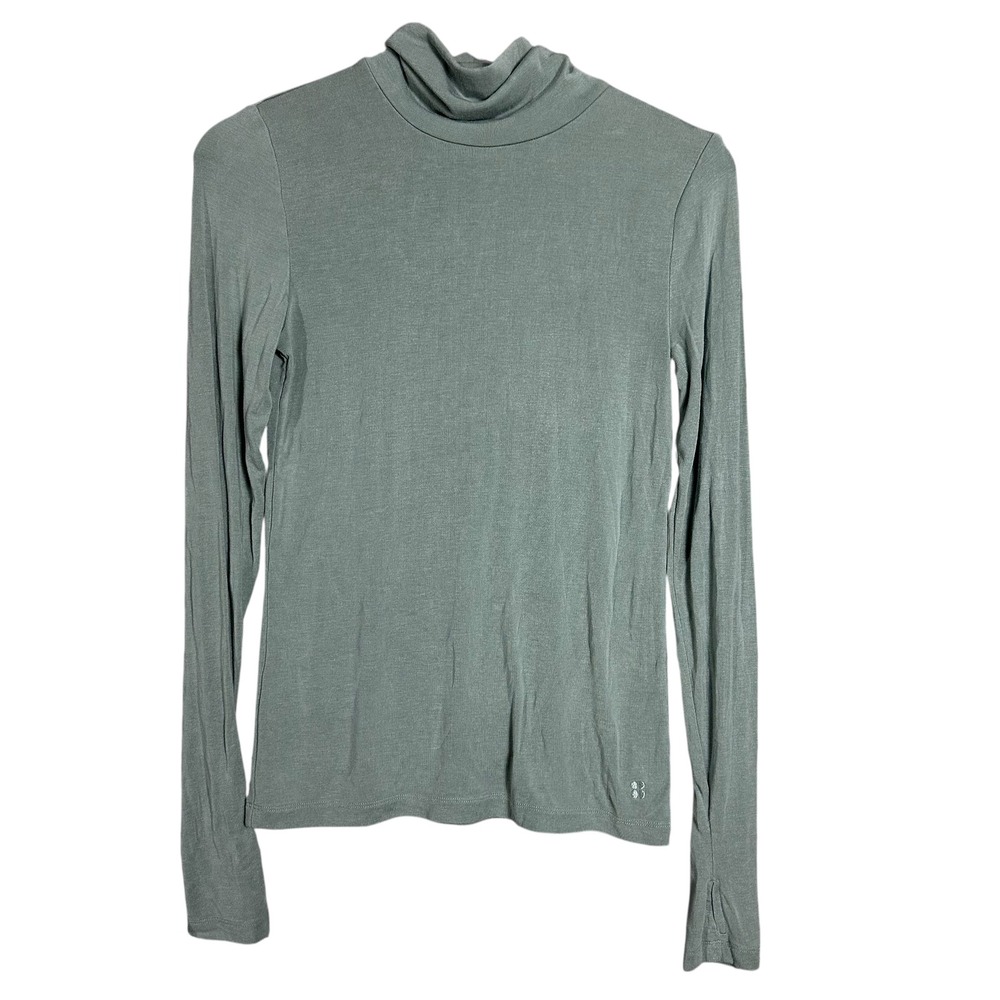 Sweaty Betty Sage Green Turtleneck Long Sleeve Thumbhole Size S Layering winter